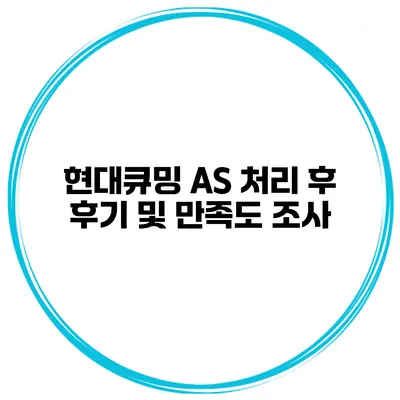현대큐밍 A/S 처리 후 후기 및 만족도 조사